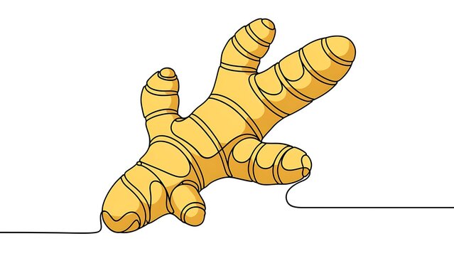Fresh ginger root illustration on white background.