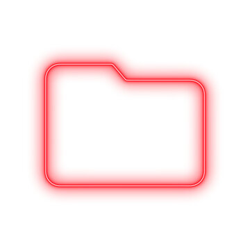 Red Glowing Neon Folder Icon - Electric Light File Storage Vector Graphic