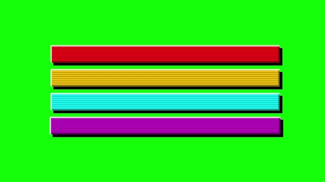 Colorful loading progress bars animation on a bright green background for digital interfaces