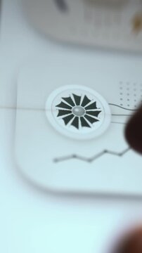 Cooling Fan Icon And Airflow Waves On Bright Vertical Monitoring Display