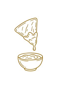 Tortilla chip dipping into a cheese sauce bowl