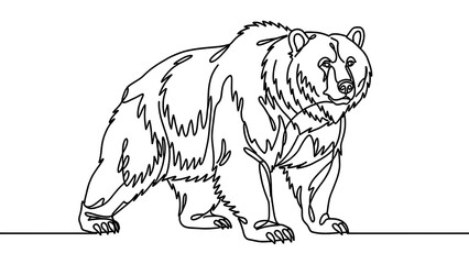 Obraz premium Illustration of a brown bear walking on white background.