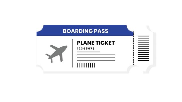 Stylized Plane Ticket Boarding Pass Graphic for Travel and Vacation Planning Concepts