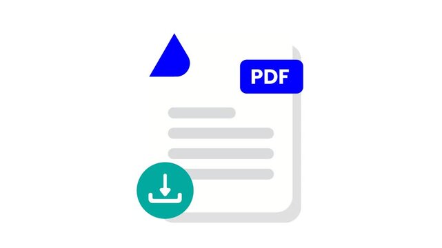 Minimalist Flat Illustration of a PDF File Download Symbol for Digital Documents