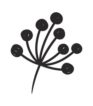 Berry Branch Sprig Doodle Line Art