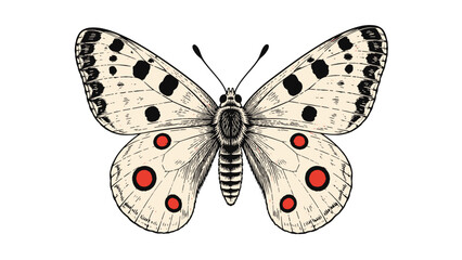 Vintage butterfly or moth illustration with red wing spots © Artstock