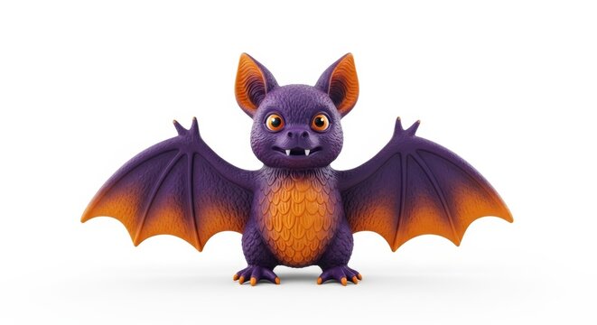 Cute cartoon bat with orange belly.