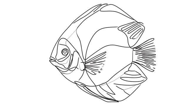 Line art anglerfish illustration white background.