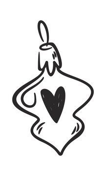 Ornament Hanging With Heart Line Art
