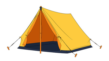Yellow camping tent isolated on white background © Artstock