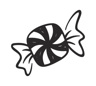 Candy Peppermint Wrapped Sweet Line Art