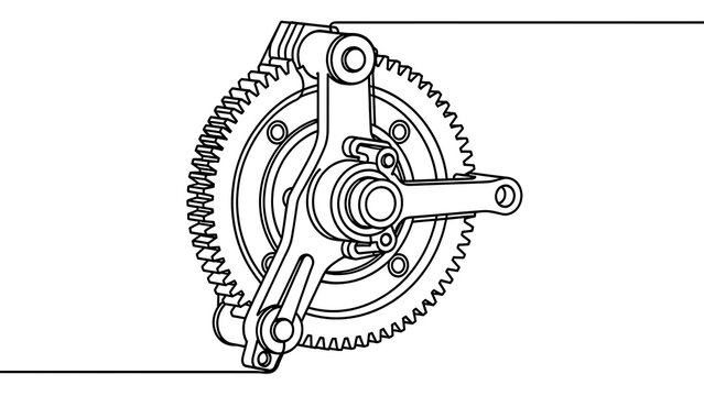 Mechanical gear system illustration white background.