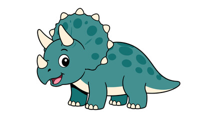 Cute cartoon triceratops dinosaur on white background © Artstock