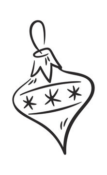 Bauble Hanging With Stars Line Art