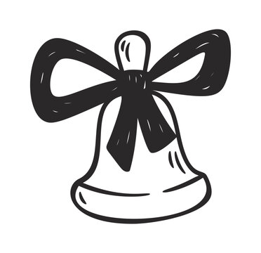 Bell With Ribbon Hand Drawn Doodle