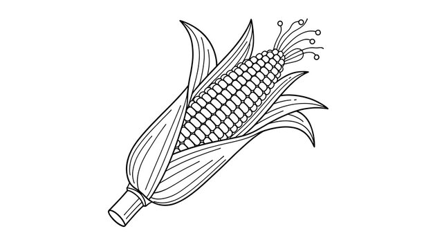 Illustration of corn cob on white background.
