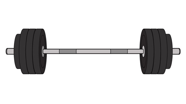 Loaded barbell with weight plates isolated on white background