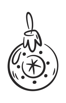 Ornament Hanging With Doodle Line Art