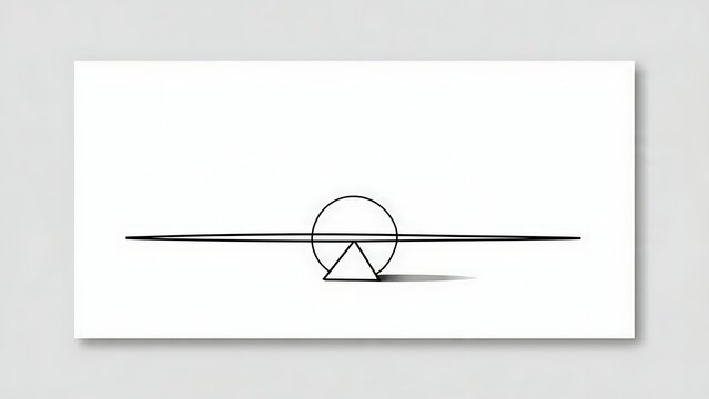 Minimalist balance scale icon white background.