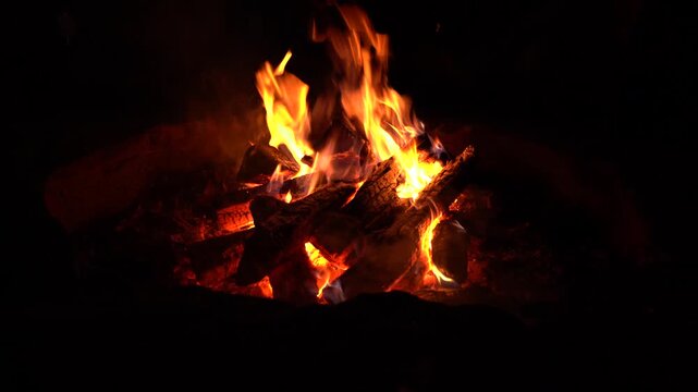 Fire pit with a blazing, warm fire