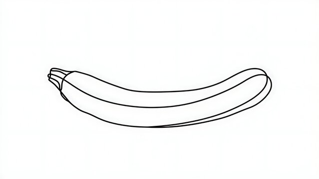 Simple zucchini line drawing on white background.