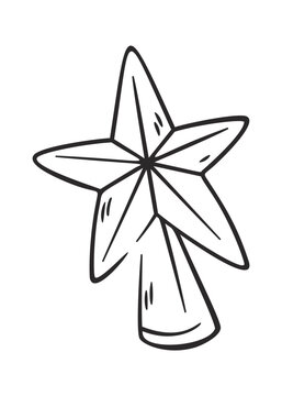 Star Topper On Tree Sketch Line Art