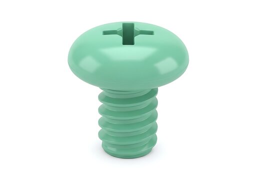 Green plastic screw with cross slot head