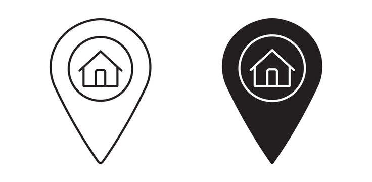 Home Location Icon in Outline and Solid Vector Collection for Address, Navigation and Real Estate