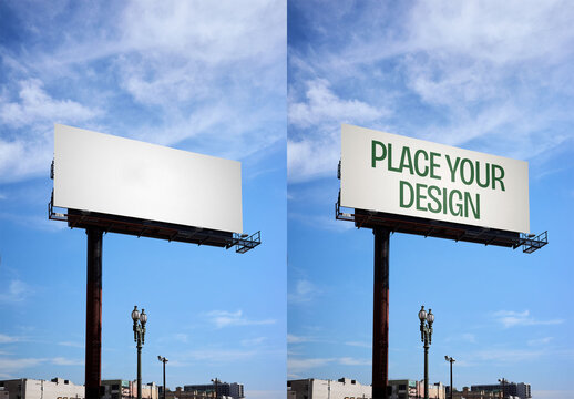 Mockup Of Customizable Billboard Against Sky
