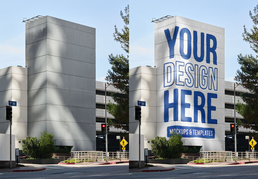 Mockup Of Customizable Billboard On Building Corner