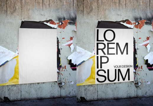 Mockup Of Customizable Poster Peeling On Wall