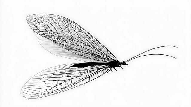 Mayfly isolated on white background.