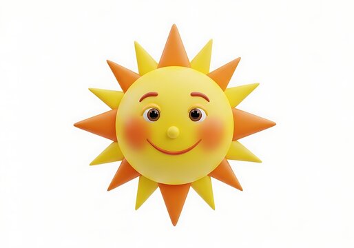 Smiling cartoon sun with rays