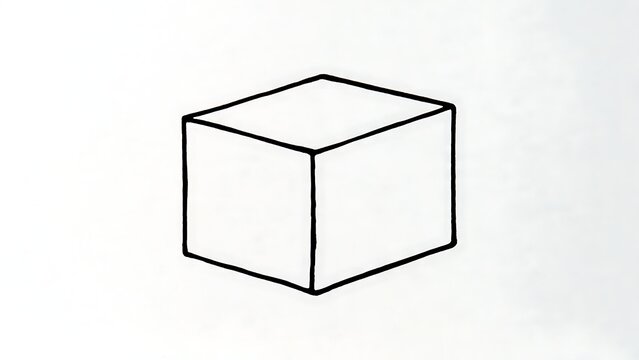 Simple geometric cube illustration white background.