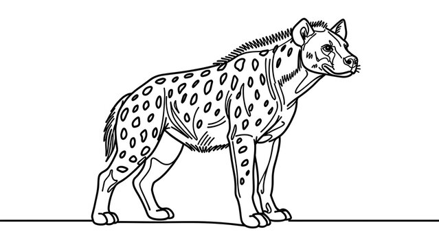 Spotted hyena illustration on white background.