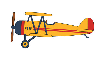 Vintage yellow biplane side view vector illustration © Artstock