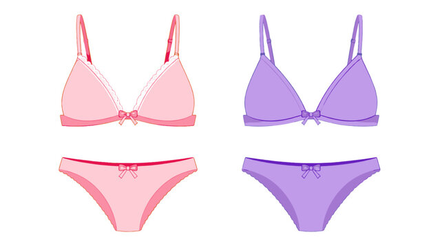 Pink and purple women lingerie sets isolated on white