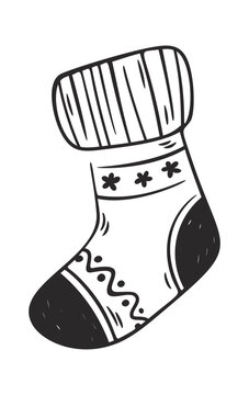 Stocking Hanging Holiday Doodle Line Art