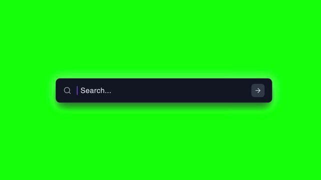 Modern dark search bar interface element for website animation and user experience design on a bright green background