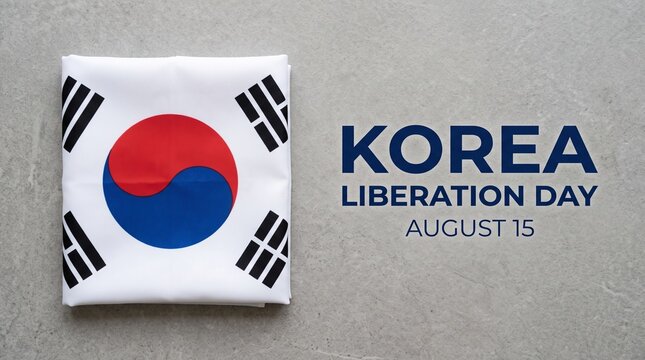 Korean Flag on Grey Stone Liberation Day - National Celebration, Patriotic Design and Independence Day Greeting