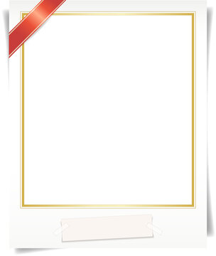 Blank Polaroid Photo Frame Mockup With Gold Border And Masking Tape