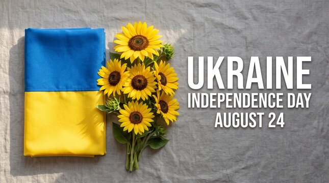 Ukrainian Flag and Sunflowers Independence Day Banner - National Celebration, Patriotic Design and Independence Day Greeting