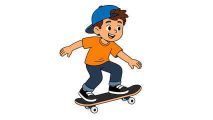 Cartoon boy riding a skateboard in colorful vector style © Artstock