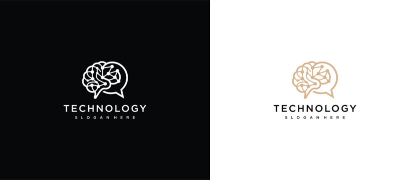 Brain And Chat Bubble Technology Logo