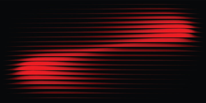 Abstract dark red background with horizontal stripes lines pattern and glowing speed wave light