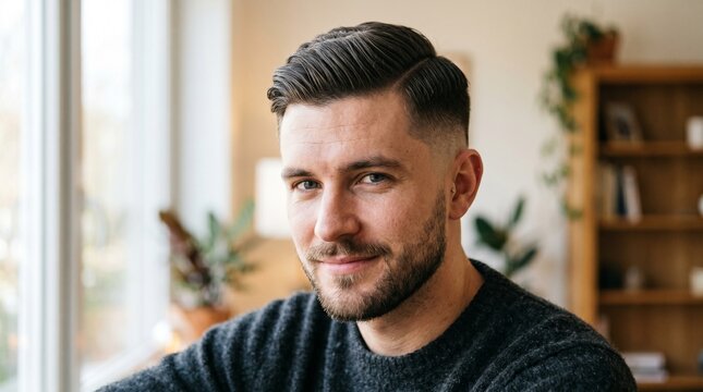 Close Up Portrait of Stylish Man With Modern Grooming and Fashion Look