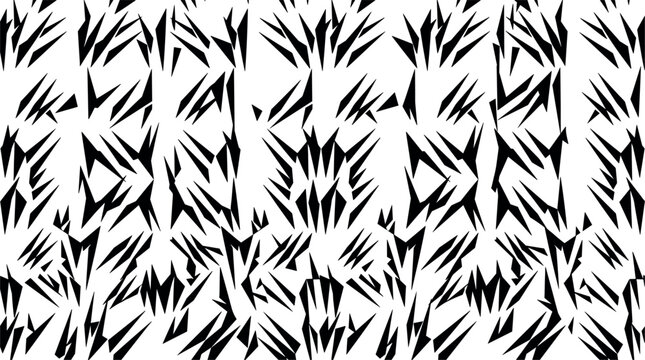 Abstract Geometric Seamless Pattern Vector Featuring Sharp Jagged Shapes and Tribal Spiky Motifs for Modern Streetwear Apparel Textures and Backgrounds