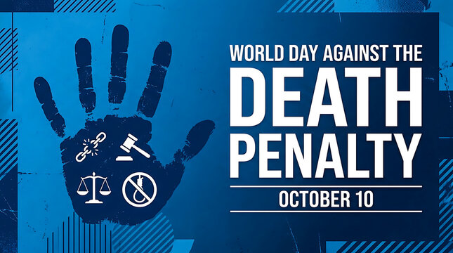 World day against the death penalty awareness design with gavel and scales