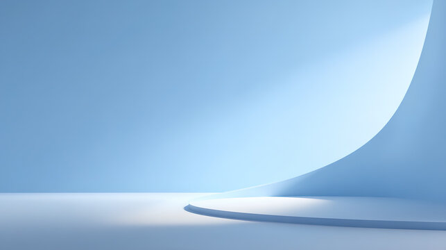 Blue minimalist product booth artificial space	