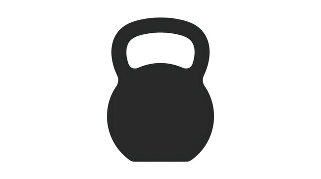 Black kettlebell fitness equipment isolated on white. Heavy gym weight training tool for strength and conditioning workouts.